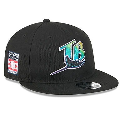 Casquette ajustable New Era noire 9FIFTY pour homme, motif rétro du Temple de la renommée baseball des Rays Tampa Bay