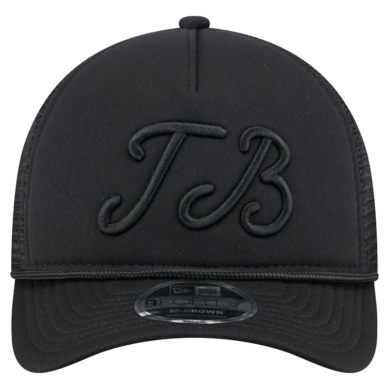 Casquette camionneur ajustable New Era noire Tampa Bay Rays City Initial 9FORTY A-Frame M-Crown pour homme