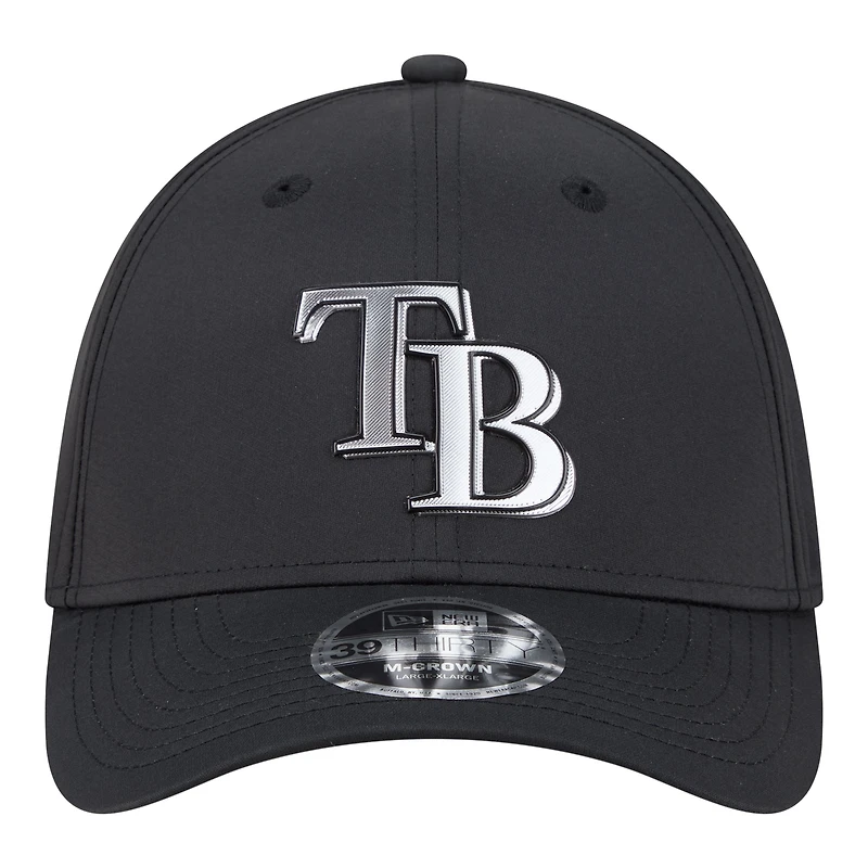 Men's New Era Black Tampa Bay Rays Metallic 39THIRTY M-Crown Flex Hat