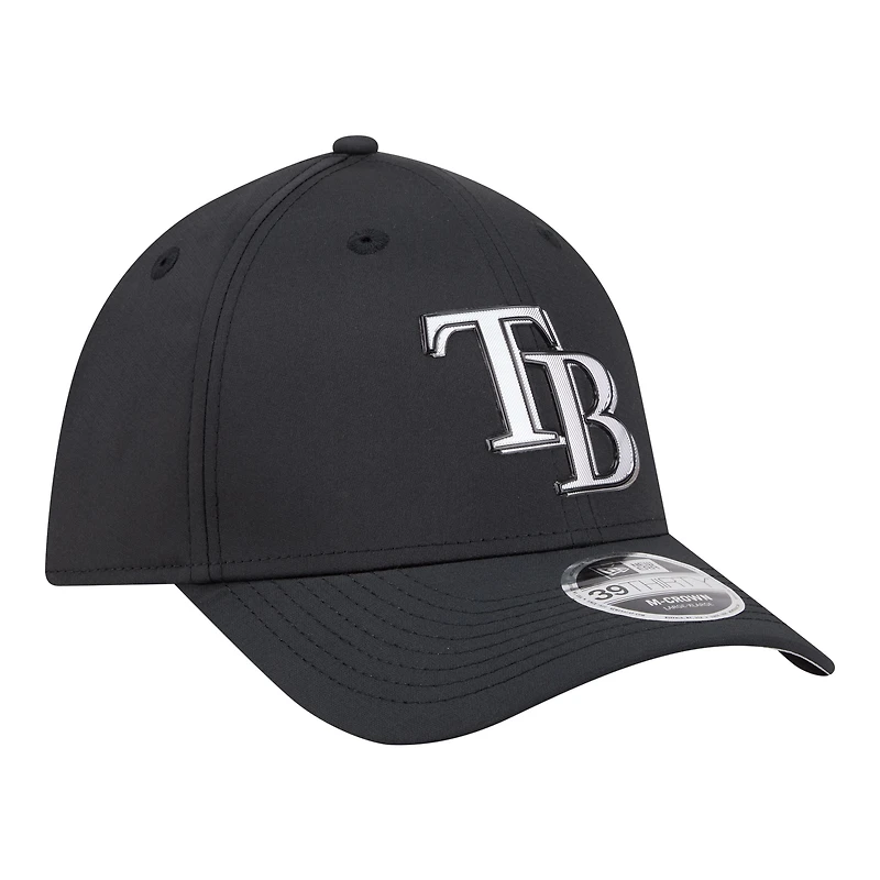 Men's New Era Black Tampa Bay Rays Metallic 39THIRTY M-Crown Flex Hat