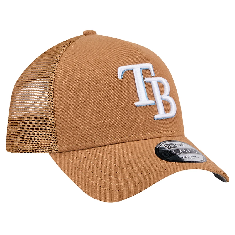 Casquette trucker New Era marron Tampa Bay Rays 9FORTY pour homme, modèle A-Frame, ajustable