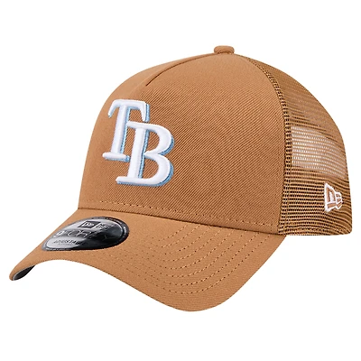 Casquette trucker New Era marron Tampa Bay Rays 9FORTY pour homme, modèle A-Frame, ajustable