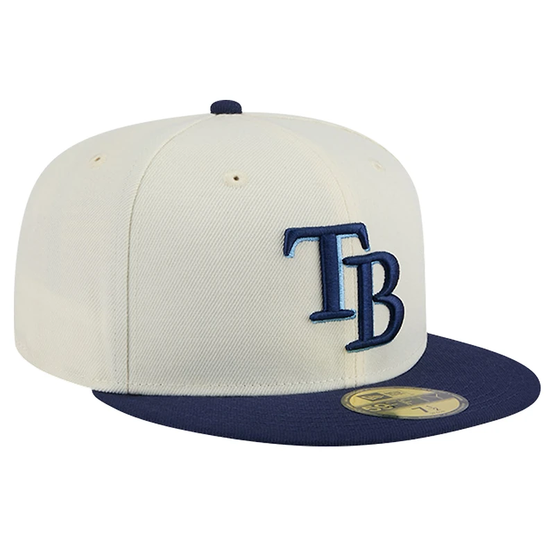 Casquette ajustée New Era 59FIFTY Chrome pour homme des Tampa Bay Rays de couleur crème