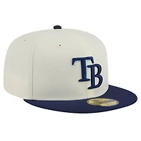 Casquette ajustée New Era 59FIFTY Chrome pour homme des Tampa Bay Rays de couleur crème