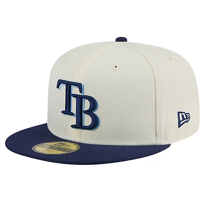 Casquette ajustée New Era 59FIFTY Chrome pour homme des Tampa Bay Rays de couleur crème