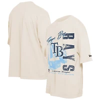 Men's New Era Cream Tampa Bay Rays Cooperstown Collection Oversized Throwback Distressed T-Shirt