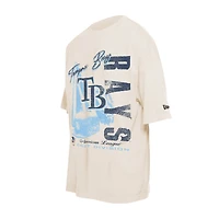 T-shirt surdimensionné à imprimé rétro Tampa Bay Rays Cooperstown Collection pour homme New Era, couleur crème