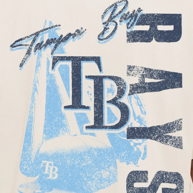 T-shirt surdimensionné à imprimé rétro Tampa Bay Rays Cooperstown Collection pour homme New Era, couleur crème