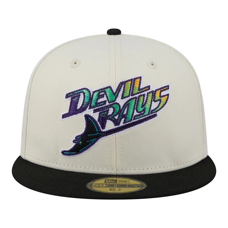 Men's New Era  Cream Tampa Bay Rays Two-Tone Stitch 59FIFTY Fitted Hat