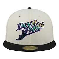 Men's New Era  Cream Tampa Bay Rays Two-Tone Stitch 59FIFTY Fitted Hat