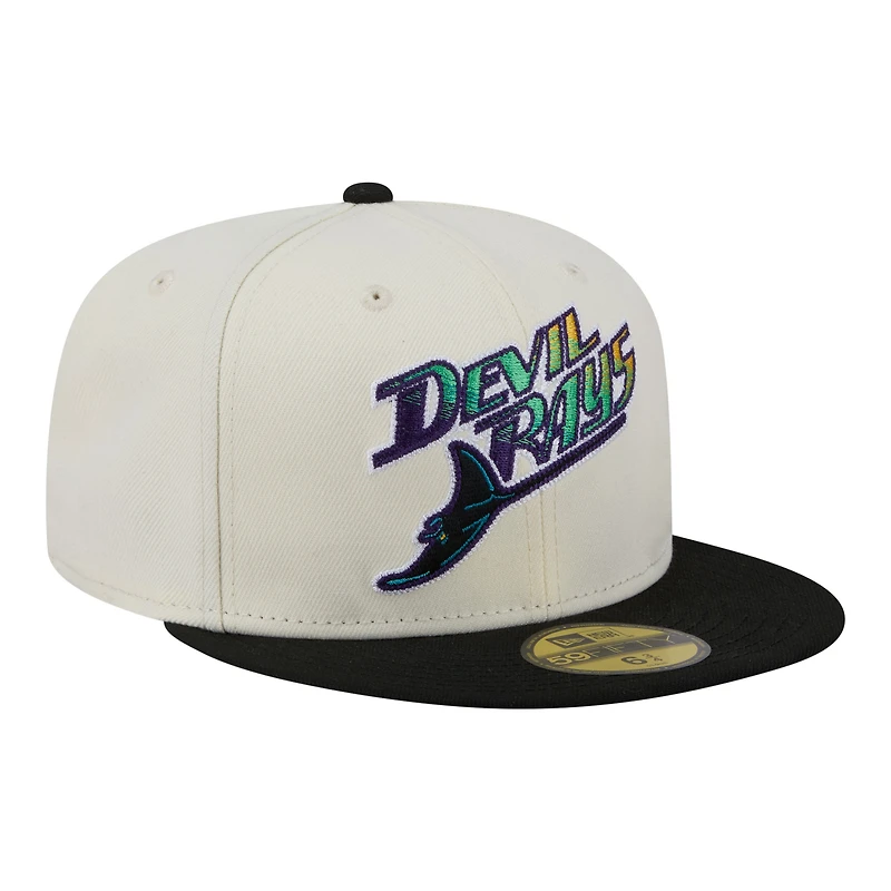 Men's New Era  Cream Tampa Bay Rays Two-Tone Stitch 59FIFTY Fitted Hat