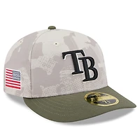 Casquette ajustée 59FIFTY basse pour homme New Era beige clair/olive Tampa Bay Rays 2025 Armed Forces Day