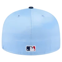 Casquette ajustée New Era 59FIFTY bleu clair/bleu marine des Rays de Tampa Bay en satin pour homme