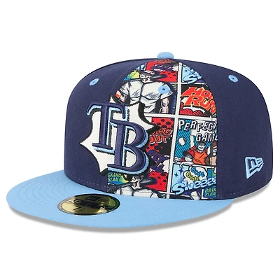 Casquette ajustée New Era 59FIFTY bleu marine/bleu clair Tampa Bay Rays 2025 MLB Players' Weekend pour homme
