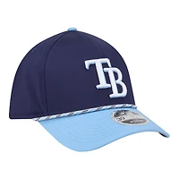 Casquette New Era Flex 39THIRTY pour homme, bleu marine/bleu clair, Tampa Bay Rays, modèle Rope M-Crown A-Frame