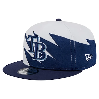 Casquette Snapback Jagged 9FIFTY pour homme New Era bleu marine/blanc Tampa Bay Rays