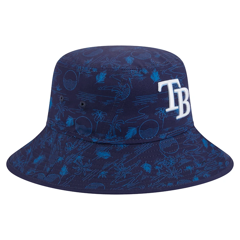 bob New Era bleu marine Tampa Bay Rays 2025 pour homme, sur toute la surface, entraînement de printemps