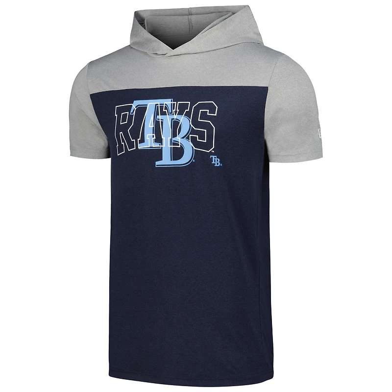 T-shirt à capuche brossé actif New Era pour hommes, bleu marine, Tampa Bay Rays