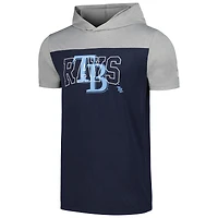 T-shirt à capuche brossé actif New Era pour hommes, bleu marine, Tampa Bay Rays
