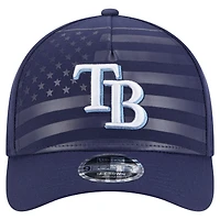 Casquette ajustable New Era 9FORTY M-Crown A-Frame bleu marine pour homme, motif drapeau américain des Rays de Tampa Bay