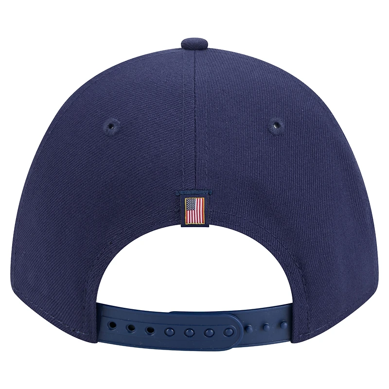Casquette ajustable New Era 9FORTY M-Crown A-Frame bleu marine pour homme, motif drapeau américain des Rays de Tampa Bay
