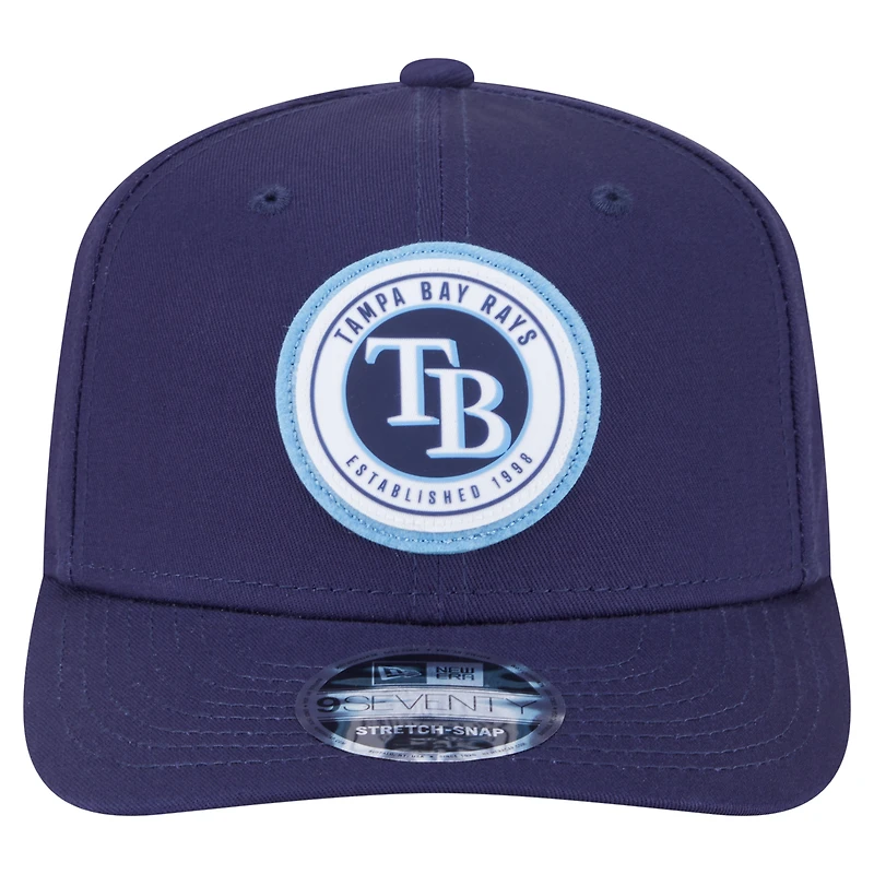 Men's New Era Navy Tampa Bay Rays Circle Patch 9SEVENTY Stretch-Snap Hat