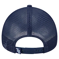Casquette camionneur ajustable New Era bleu marine Tampa Bay Rays 9FORTY A-Frame pour homme