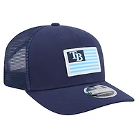 Casquette extensible à bouton-pression New Era bleu marine Tampa Bay Rays 9SEVENTY pour homme