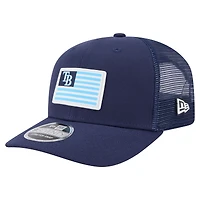 Casquette extensible à bouton-pression New Era bleu marine Tampa Bay Rays 9SEVENTY pour homme