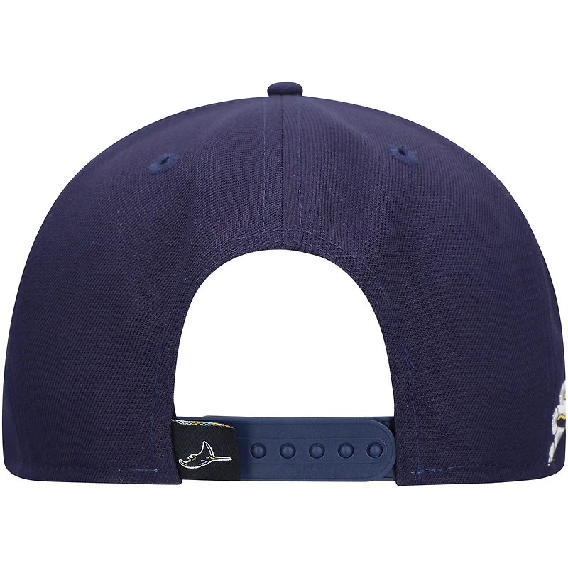 Casquette Snapback 9FIFTY New Era pour hommes des Rays de Tampa Bay bleu marine avec logo Strike