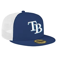 Casquette ajustée 59FIFTY Trucker de couleur bleu marine pour homme des Tampa Bay Rays New Era