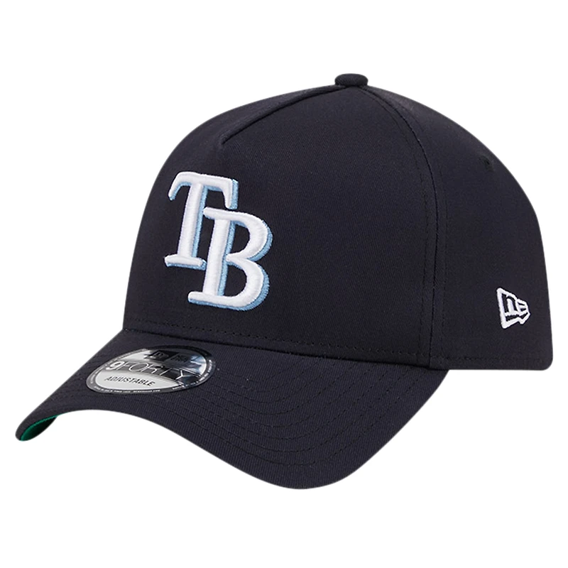 Casquette ajustable 9FORTY couleur équipe A-Frame New Era pour hommes, bleu marine, Tampa Bay Rays