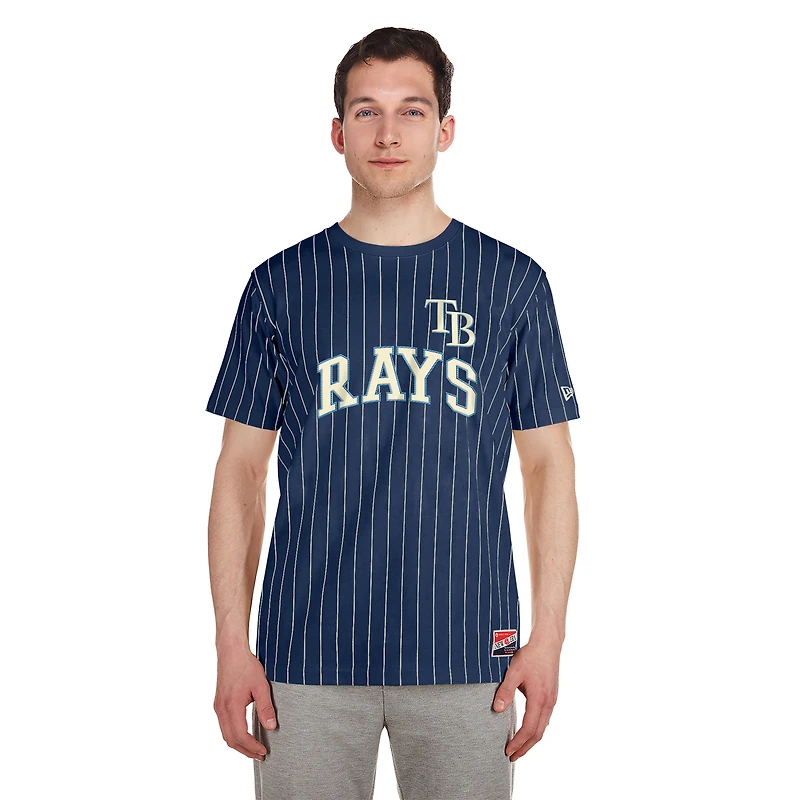 Men's New Era Navy Tampa Bay Rays Throwback Pinstripe T-Shirt
