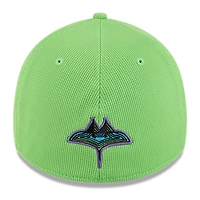 Casquette d'entraînement au bâton City Connect 39THIRTY Flex New Era pour homme, vert fluo, des Rays de Tampa Bay
