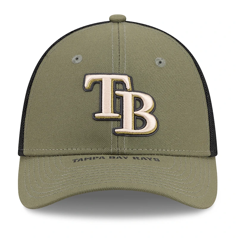 Casquette New Era M-Crown Flex pour homme, couleur olive, Tampa Bay Rays, édition spéciale 2026, Journée des forces armées 39THIRTY