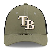 Casquette New Era M-Crown Flex pour homme, couleur olive, Tampa Bay Rays, édition spéciale 2026, Journée des forces armées 39THIRTY