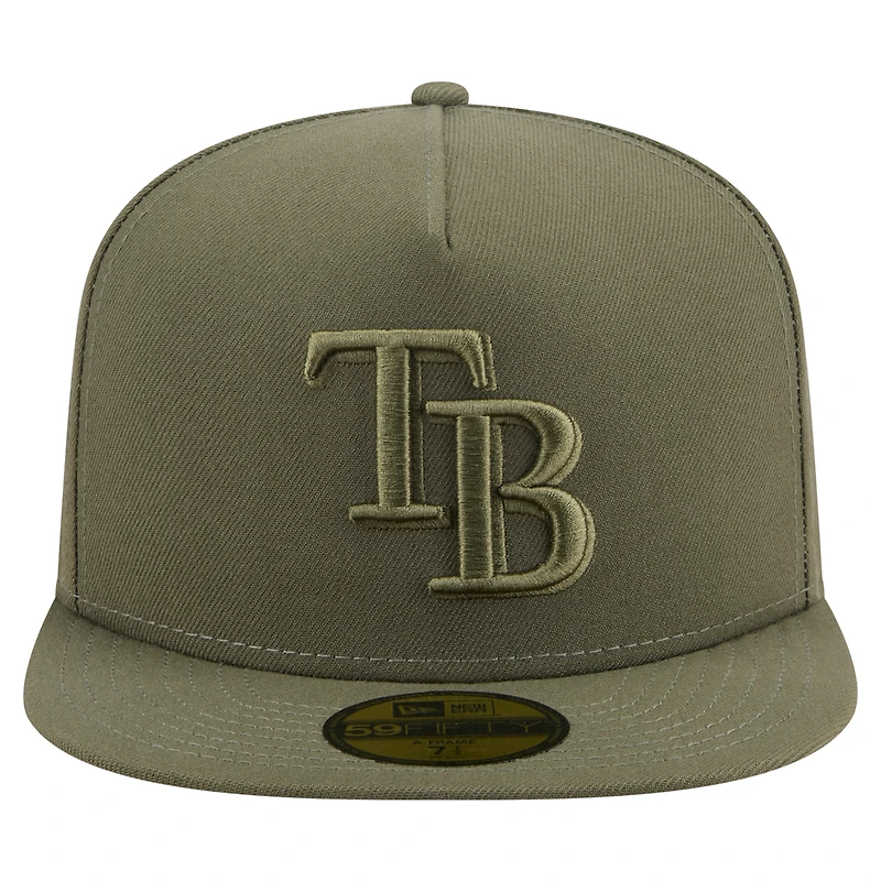 Men's New Era Olive Tampa Bay Rays Color Pack A-Frame 59FIFTY Fitted Hat