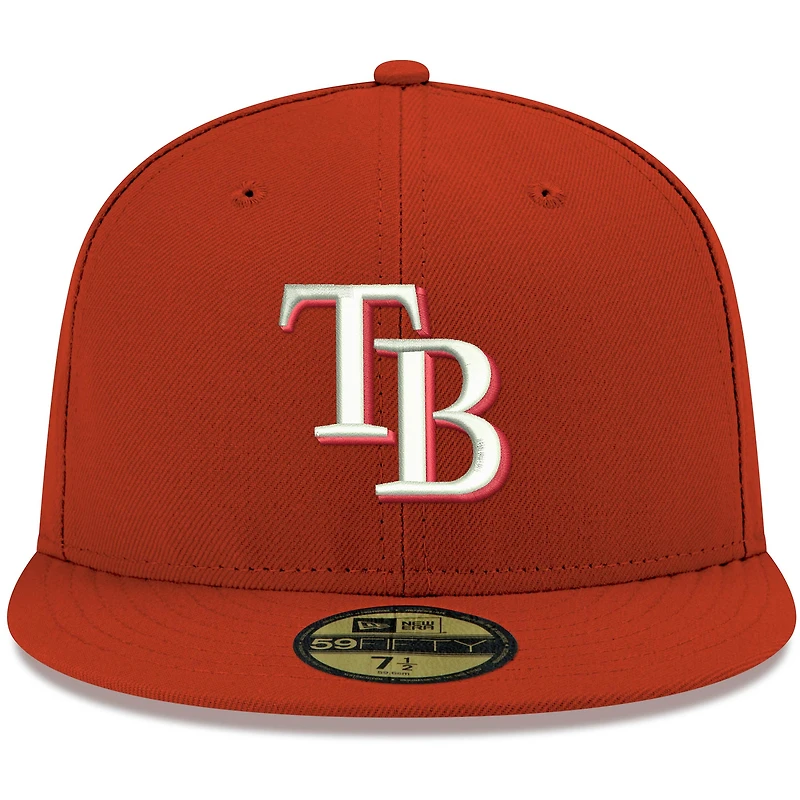 Casquette ajustée 59FIFTY rouge avec logo Tampa Bay Rays New Era pour homme, blanc