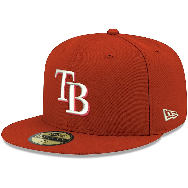 Casquette ajustée 59FIFTY rouge avec logo Tampa Bay Rays New Era pour homme, blanc