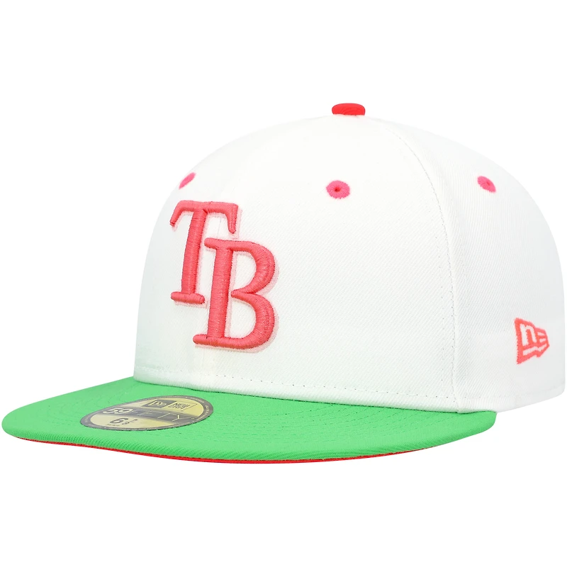 Casquette ajustée 20th Anniversary Watermelon Lolli 59FIFTY New Era pour homme des Rays de Tampa Bay, blanc/vert