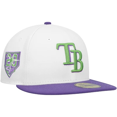 Casquette ajustée 59FIFTY pour homme avec écusson latéral Tampa Bay Rays New Era blanc