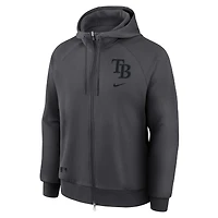 Sweat à capuche zippé Nike anthracite Tampa Bay Rays Authentic Collection Player Raglan Dri-FIT pour homme