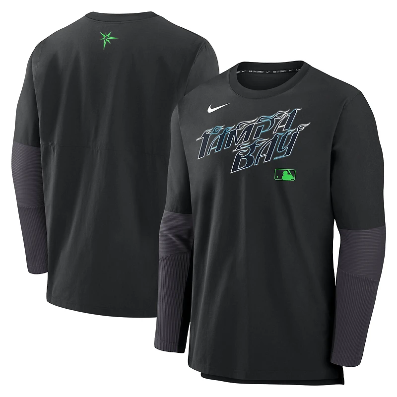 Pull léger Nike noir Tampa Bay Rays 2025 City Connect Authentic Collection Player Dri-FIT pour homme