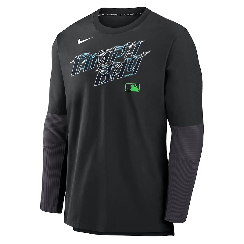 Pull léger Nike noir Tampa Bay Rays 2025 City Connect Authentic Collection Player Dri-FIT pour homme