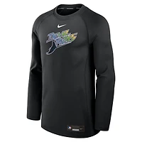 T-shirt à manches longues raglan Dri-FIT Nike noir Tampa Bay Rays Authentic Collection pour homme