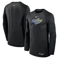 Men's Nike Black Tampa Bay Rays Authentic Collection Game Time Raglan Dri-FIT Long Sleeve T-Shirt