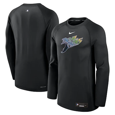 Men's Nike Black Tampa Bay Rays Authentic Collection Game Time Raglan Performance Long Sleeve T-Shirt