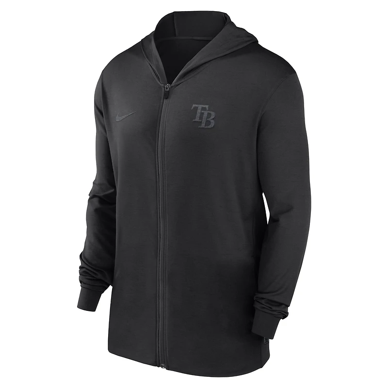 Men's Nike Black Tampa Bay Rays Authentic Collection Travel Performance Lightweight Full-Zip Hoodie