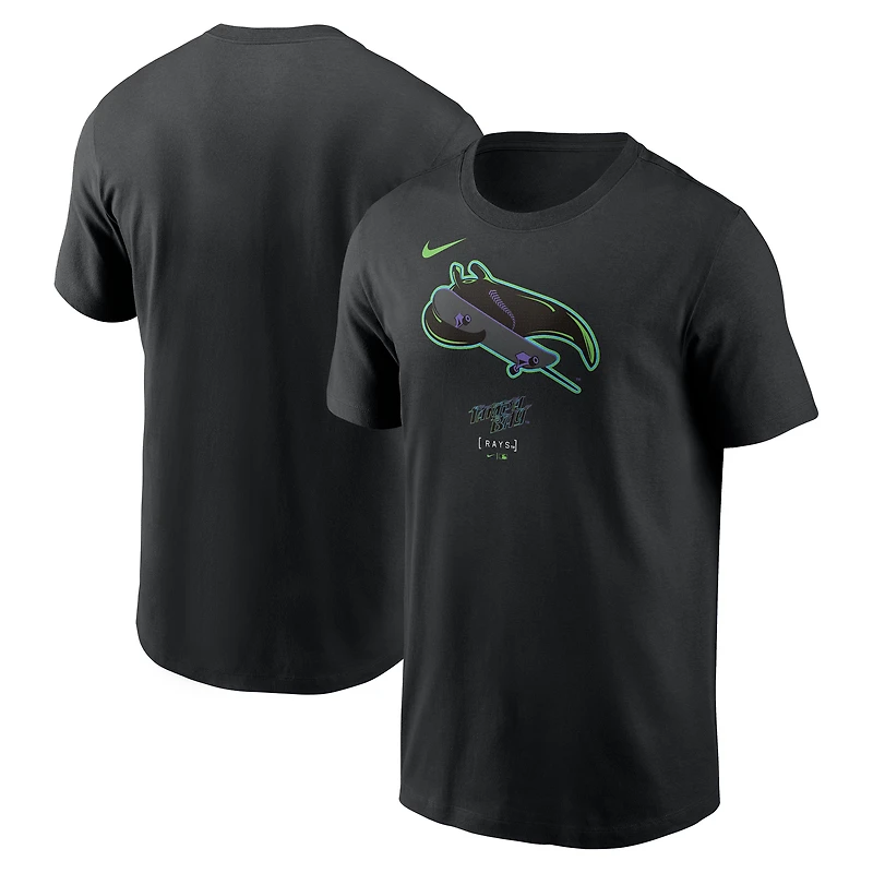 T-shirt Nike noir City Connect pour homme avec grand logo des Rays de Tampa Bay
