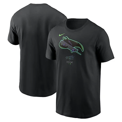 T-shirt Nike noir City Connect pour homme avec grand logo des Rays de Tampa Bay